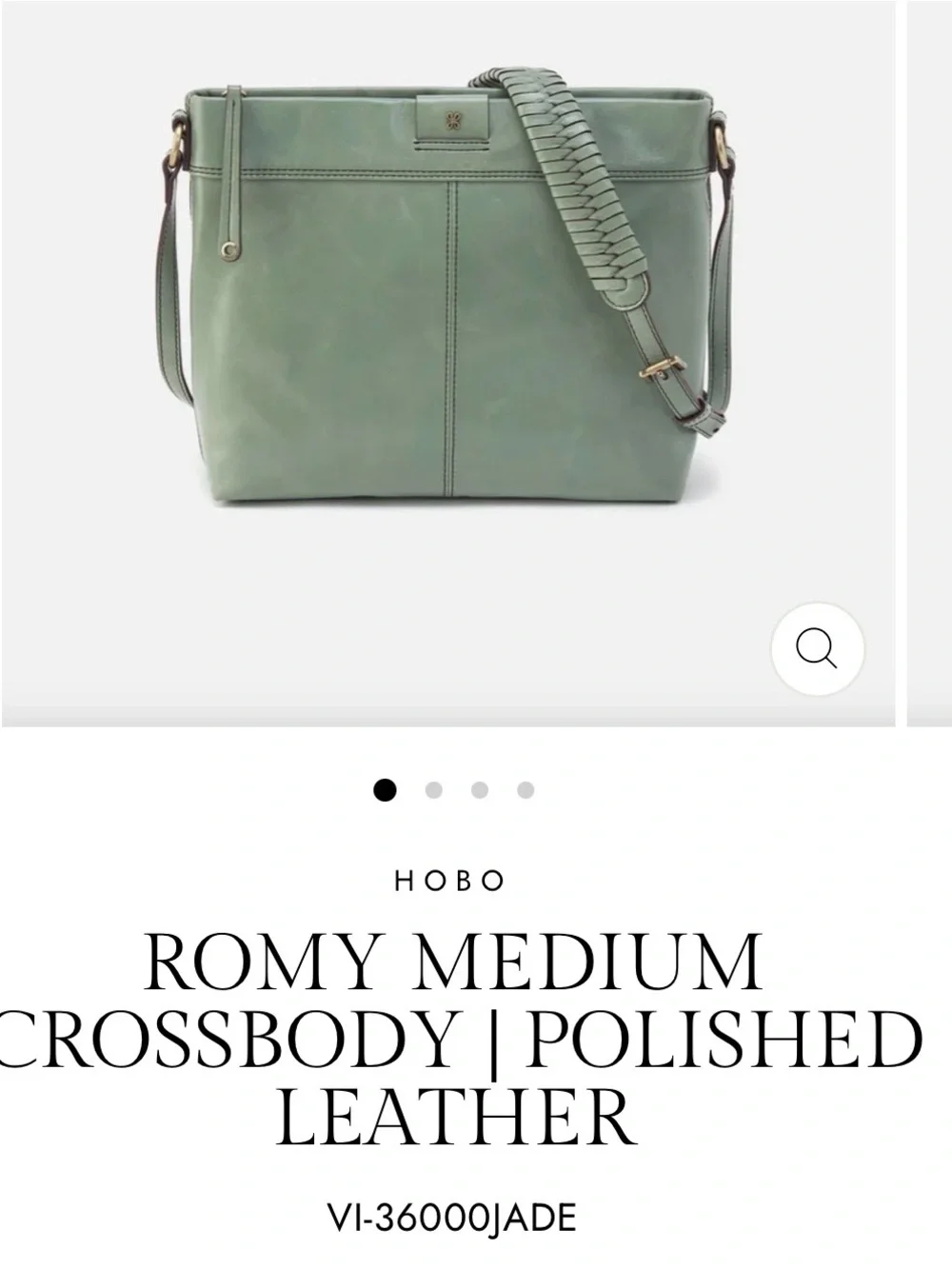 HOBO Romy Sage Green Leather adjustable braided Shoulder strap